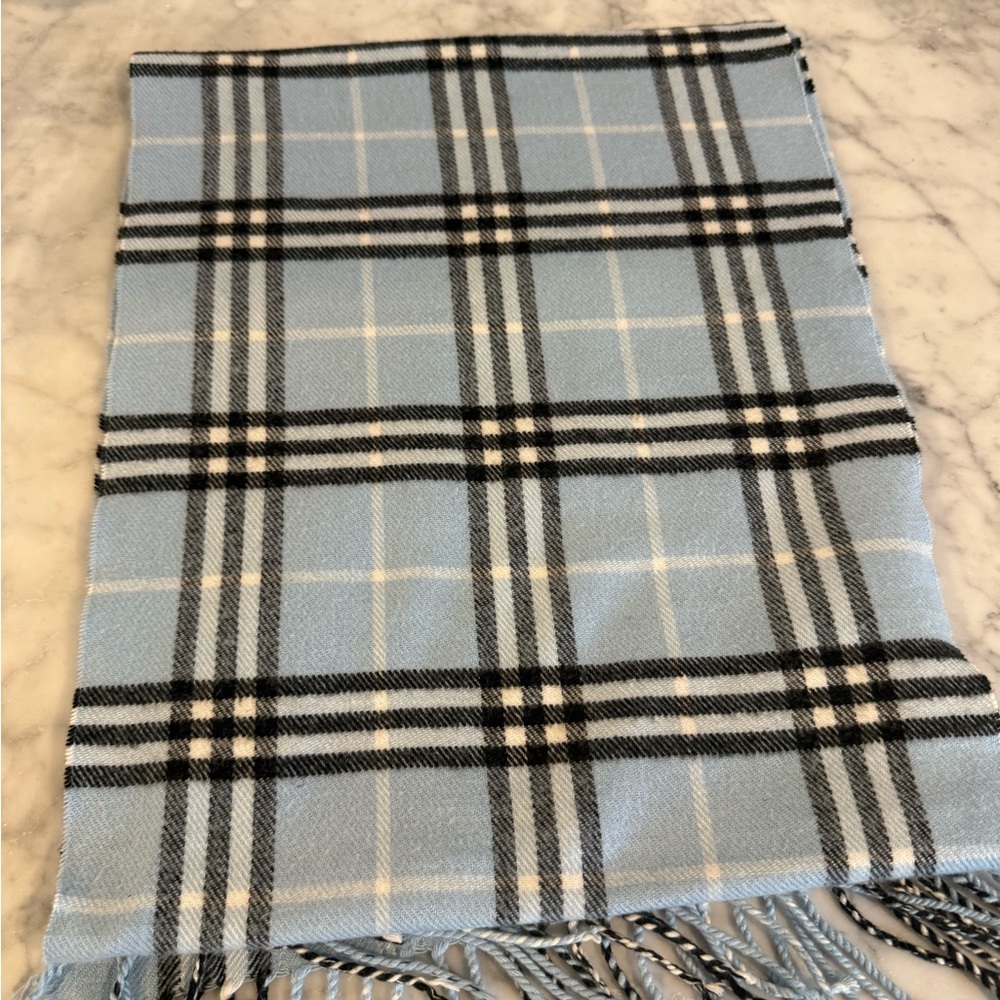 Royal Rossi cashmere plaid blue scarf